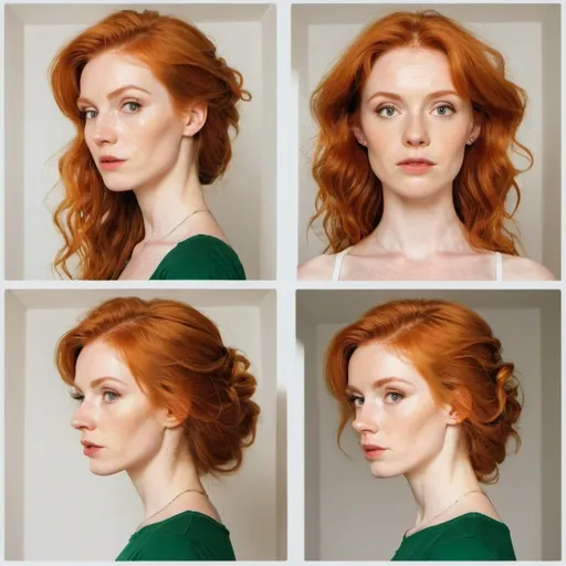 Prompt: [Multiangle_Face_Template_at_70%::0.0].
White background. Irish woman, long ginger 90s hairstyle, low angle shot, model stance , full body.
[Use_With_Composition_or_IMG2IMG::0.0]