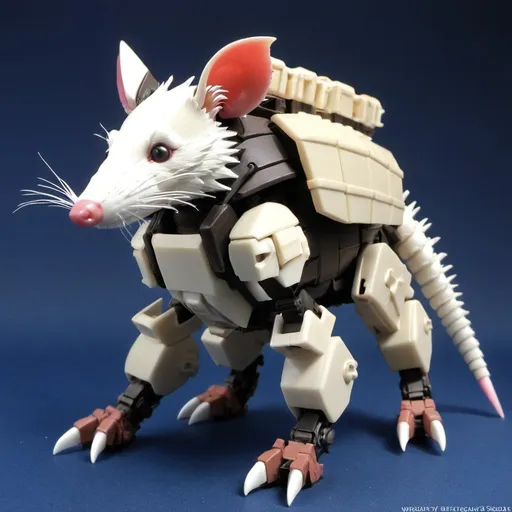 Prompt: A Kotobukiya Zoids model of a heavily armored opossum, made entirely of plastic, in the style of Kotobukiya Zoids.