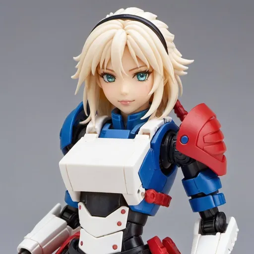 Prompt: A Kotobukiya Zoids model of a female barista, with detailed and colorful armor, made entirely of plastic, in the style of Kotobukiya Zoids.