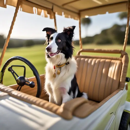 Prompt: <mymodel>A dog driving a golf cart.