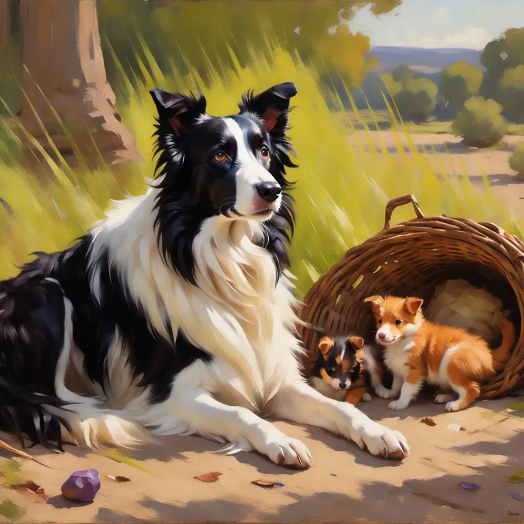 Prompt: <mymodel>A dog babysitting some squirrels.