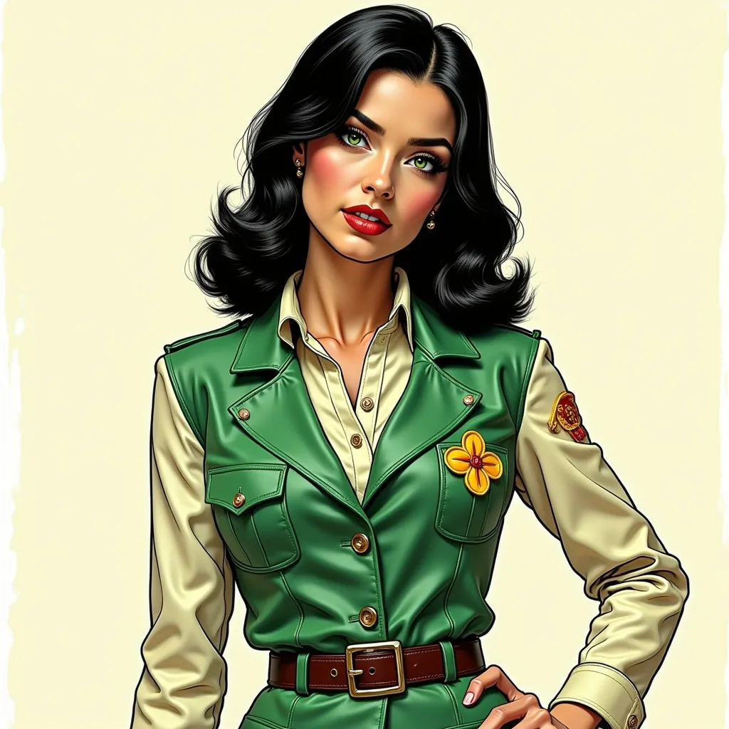 Woman wearing a girl scout uniform. Dave Stevens co...