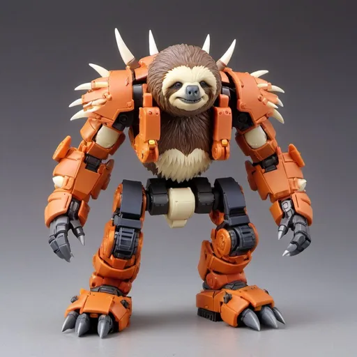 Prompt: A Kotobukiya Zoids model of a weapons heavy sloth, with detailed and colorful armor, made entirely of plastic, in the style of Kotobukiya Zoids.