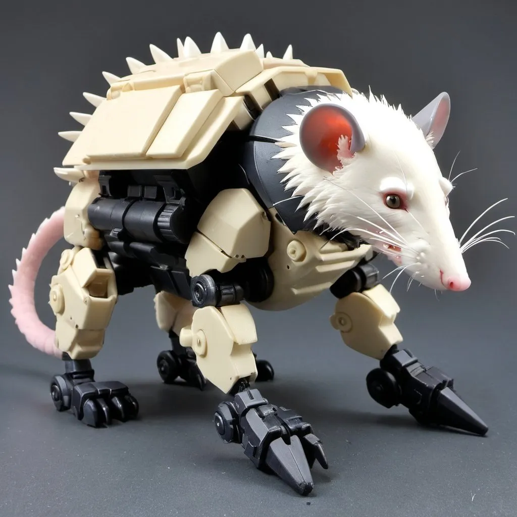 Prompt: A Kotobukiya Zoids model of a heavily armored opossum in the style of Kotobukiya Zoids.