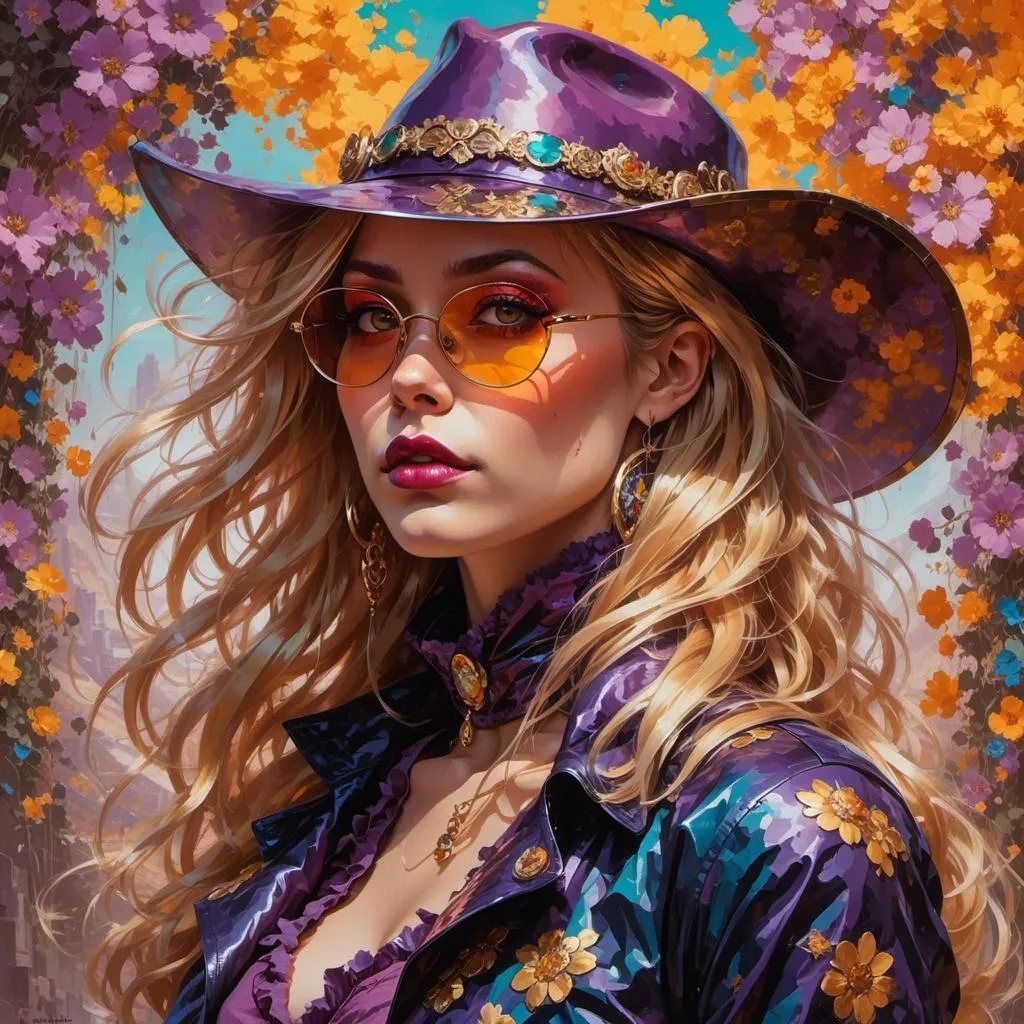 Prompt: <mymodel>Peter Max illustration of a woman in a cowgirl outfit