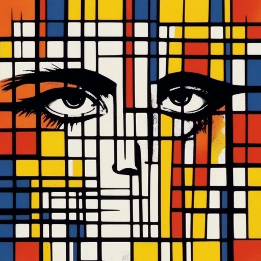 Prompt: <mymodel>Lichtenstein pop-art illustration style, messy black hair, image of a woman's face using only black, white, red, orange, and yellow.