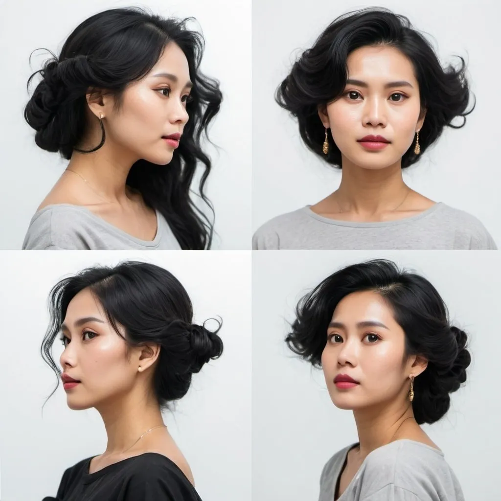 Prompt: [Multiangle_Face_Template_at_70%::0.0].
White background. Myanmar woman, long black 90s hairstyle, low angle shot, model stance , full body.
[Use_With_Composition_or_IMG2IMG::0.0]