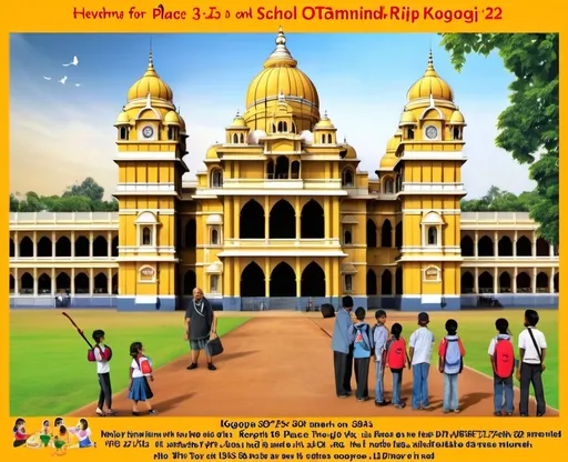 Prompt: Make a poster and write the information on it for a school trip location are koorgi and mysore on 27th to 31st November with a theme of ottamind from class 12th E  with Place images without animated