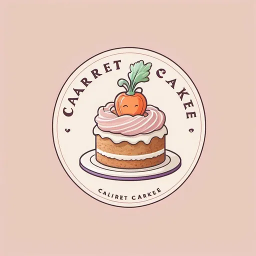 Prompt: Create an elegant logo for a bakery named 'Carrot Cake'. The logo should feature a sophisticated and modern design using pastel colors such as soft pink, mint green, lavender, and peach. Incorporate a refined illustration of a stylized carrot or a slice of cake, or a combination of both. The text 'Carrot Cake' should be included in an elegant, cursive or serif font with graceful lines. The overall look should be luxurious and inviting, appealing to customers looking for premium baked goods. Use subtle and delicate design elements to enhance the elegance of the logo.