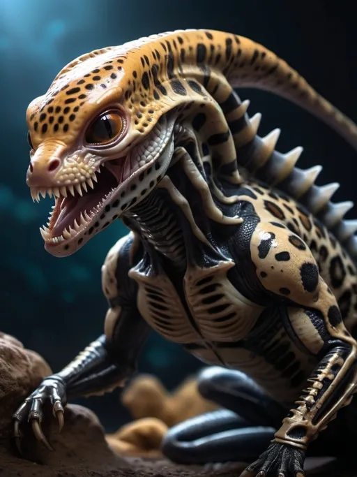 Prompt: A xenomorph that comes from a leopard gecko