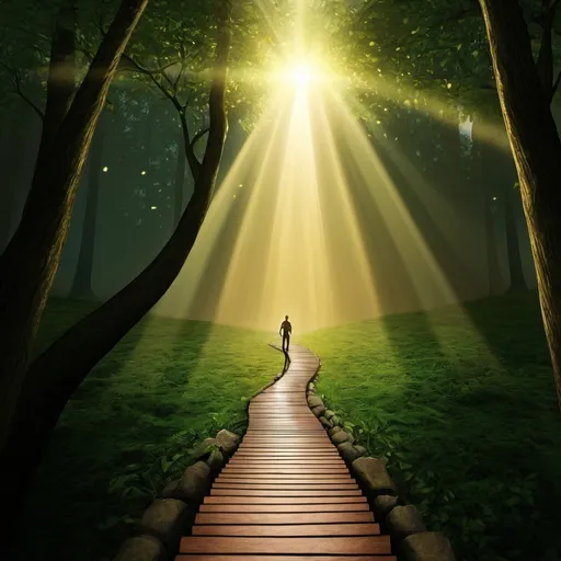 Prompt: Create a powerful inspirational image using the following quote "Illuminate Your Path to Greatness"