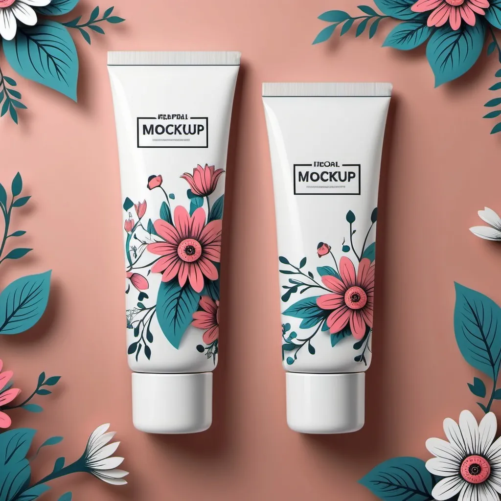 Prompt: Apply the floral pattern to a cosmetic product mockup