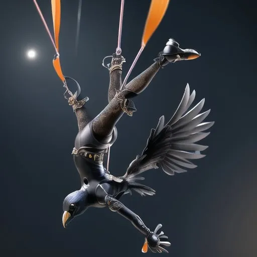 crow person wearing aerialist clothing