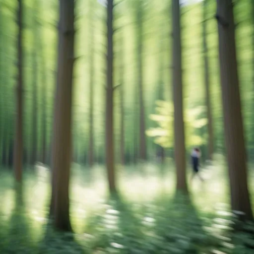 Prompt: a blurry photo of a fay? in the woods with a blurry background of trees, Ai-Mitsu, impressionism, long lens, an impressionist painting life like the true image