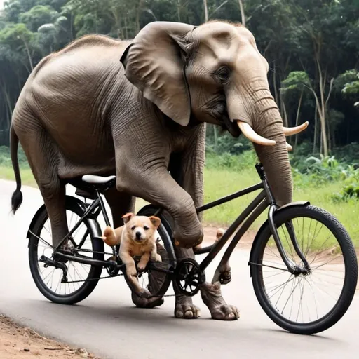 Prompt: gerar uma imagem de bike com metade elefante e outra metada de cachorro
