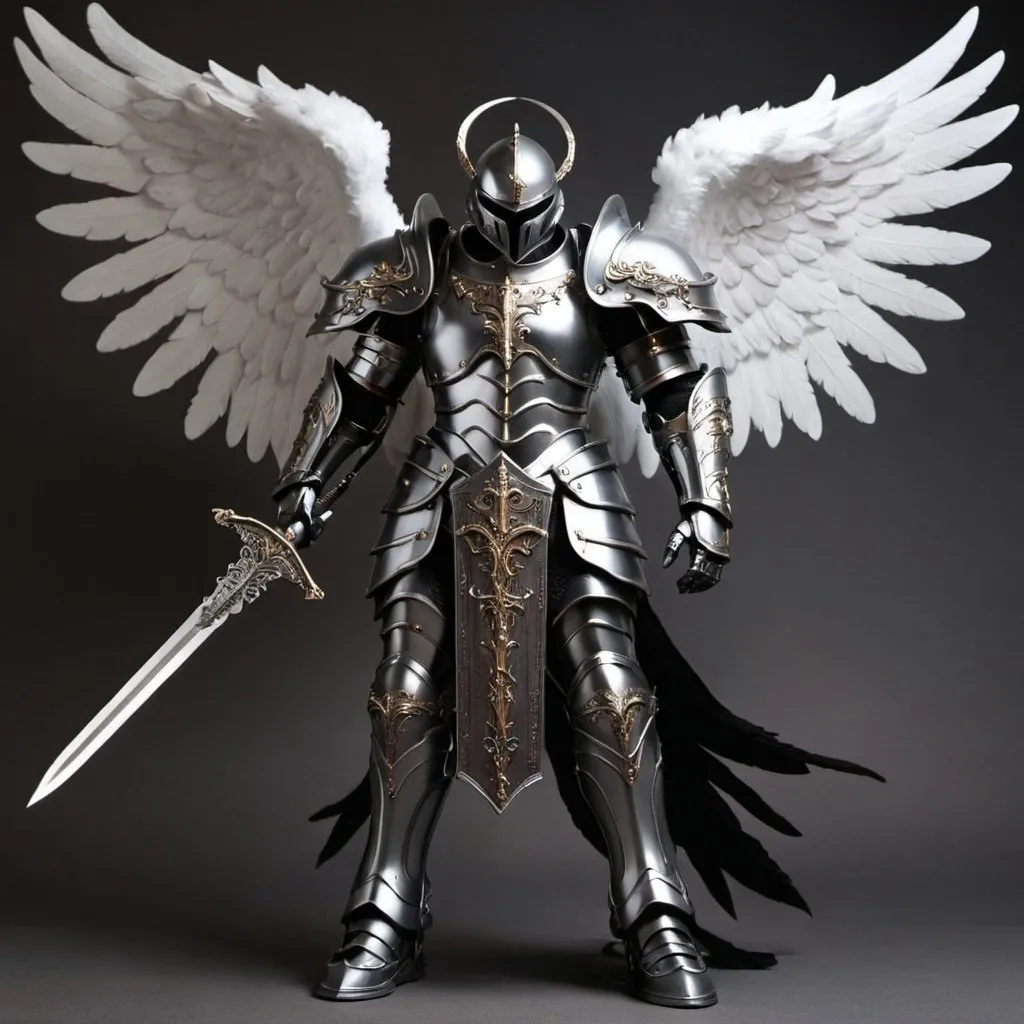 Prompt: Armor angel with dark sword