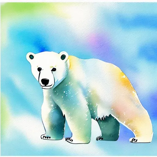 Prompt: Cute polar bear watercolor clip art