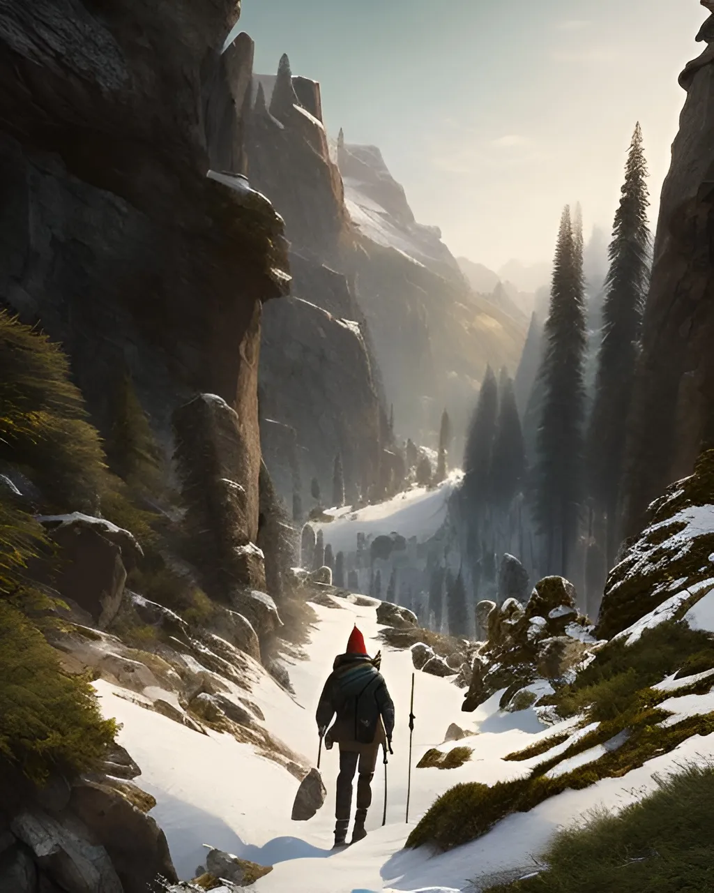 Prompt: photorealistic, portait, the back of the man walking, panorama of the mountain, perfect composition, detailed face, realistic, super detailed, 8k, high quality, artstation, sharp focus, studio photo, intricate details, highly detailed, by greg rutkowski