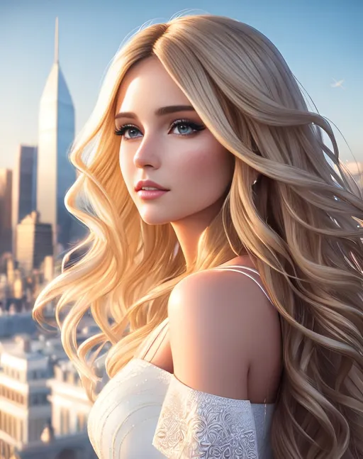Prompt: photorealistic portrait, a couple of a beautiful girl with long wavy blonde hair wearing a white dress and a handsome man with short brown hair, passion, hot, love, panorama of the city, perfect composition, detailed face, realistic, super detailed, 8k, high quality, artstation, sharp focus, studio photo, intricate details, highly detailed, by greg rutkowski