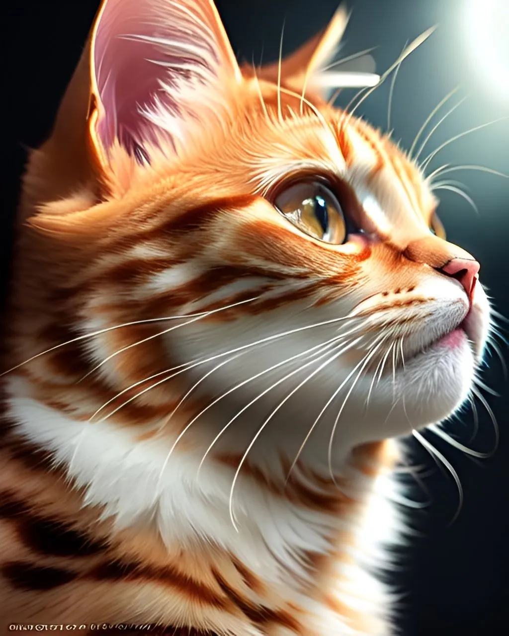 Prompt: photorealistic, ginger kitten looking up, soft light, back, perfect composition, detailed face, realistic, super detailed, 8k, high quality, artstation, sharp focus, studio photo, intricate details, highly detailed, by greg rutkowski