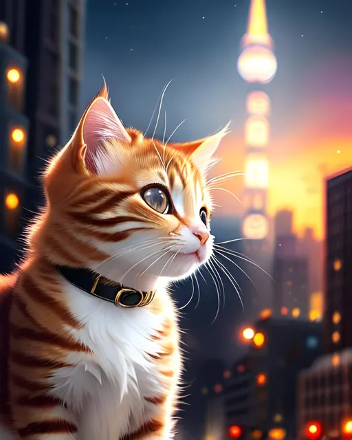 Prompt: photorealistic, ginger kitten looking up, busy night city, perfect composition, detailed face, realistic, super detailed, 8k, high quality, artstation, sharp focus, studio photo, intricate details, highly detailed, by greg rutkowski