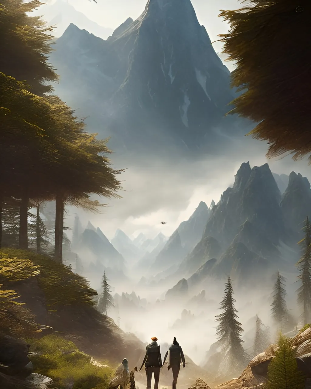 Prompt: photorealistic, portait, the back of the man walking, panorama of the mountain, perfect composition, detailed face, realistic, super detailed, 8k, high quality, artstation, sharp focus, studio photo, intricate details, highly detailed, by greg rutkowski