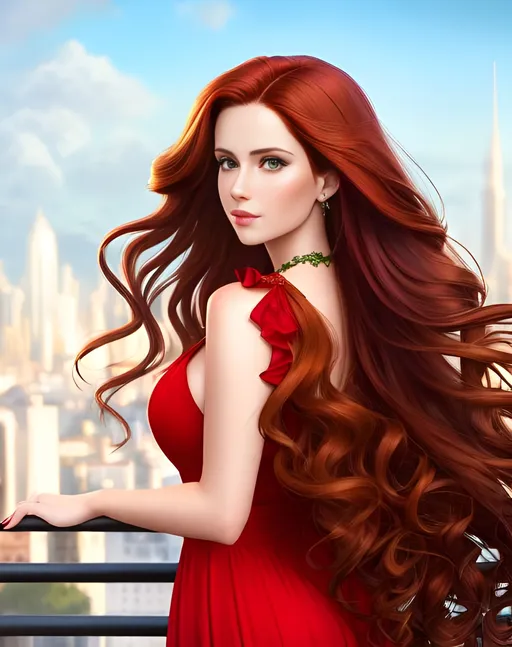 Prompt: photorealistic portrait, a beautiful girl with long wavy red hair wearing a green dress, a handsome man with short brown hair, passion, hot, love, panorama of the city, perfect composition, detailed face, realistic, super detailed, 8k, high quality, artstation, sharp focus, studio photo, intricate details, highly detailed, by greg rutkowski