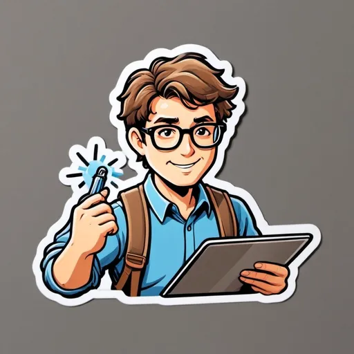 Prompt: a nerdy man working