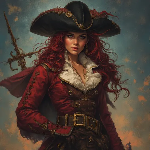 Prompt: photorealistic, (vibrant colors), beautiful female Captain Hook (comic book hero), posing in a dramatic way, ultra-detailed, captivating scene. In the style of Jim Steranko