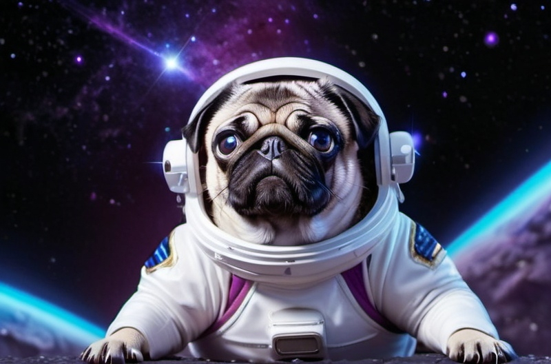 Prompt: A pug in an astronaut suit.