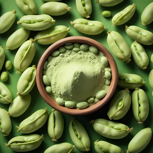 Prompt: generate fava bean and fava bean protein photo for my catalog