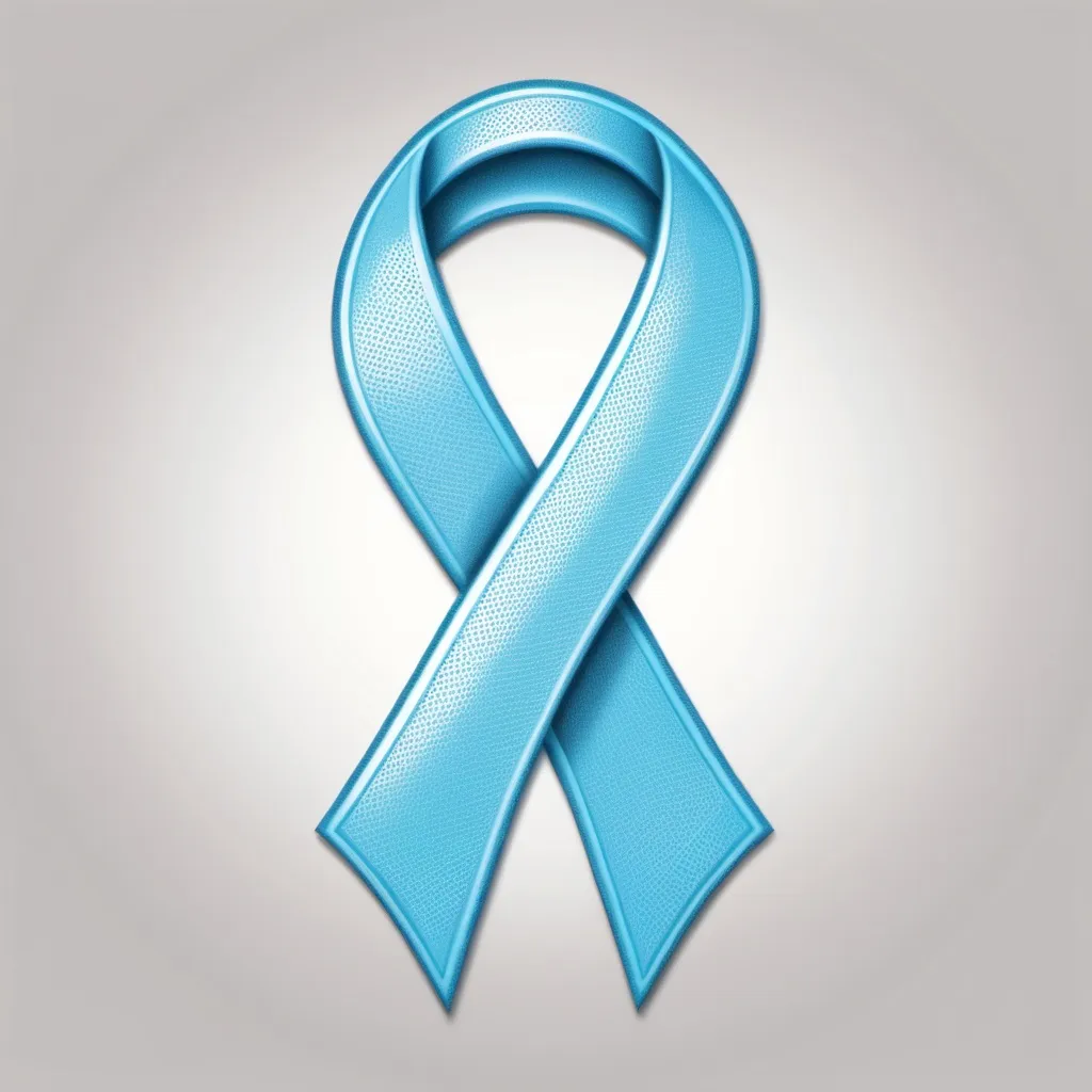 Prompt: An emoji Light blue prostate cancer awareness ribbon