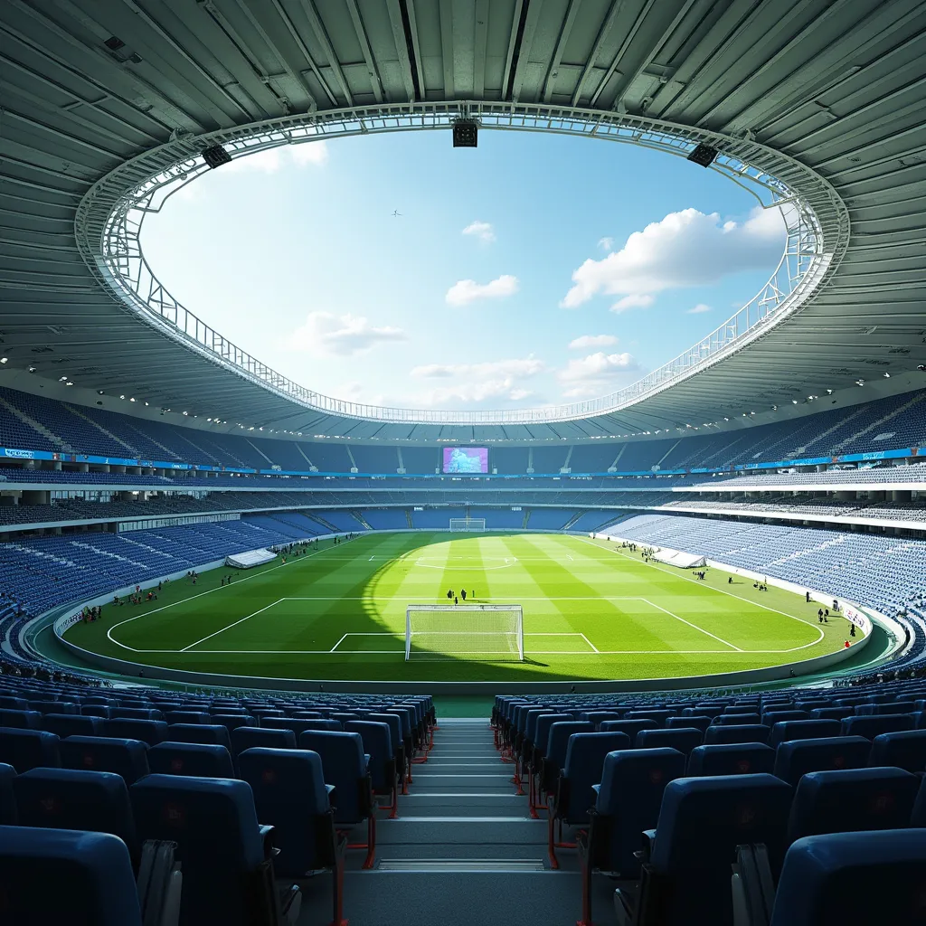Prompt: Nuovo stadio calcio ultra moderno alta tecnologia 
.