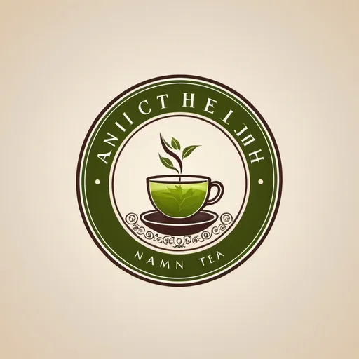 Prompt: create a business logo for a company that sells a health tea including the business name ancient health and the tea name jilungin