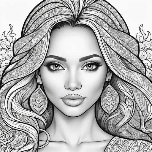 Prompt: black and white beautiful women coloring pages (make the page full)