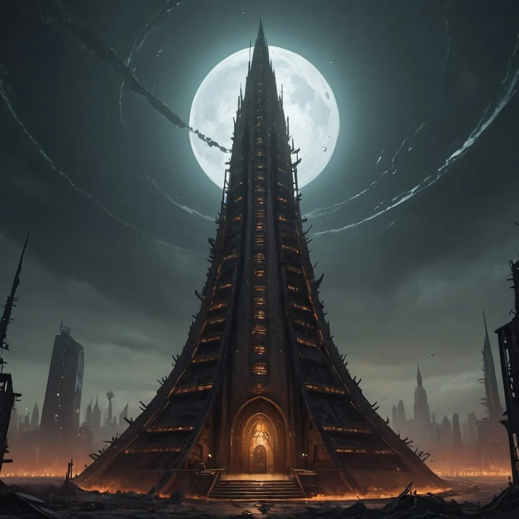 Prompt: Grimdark governor's spire on a dystopian hive world