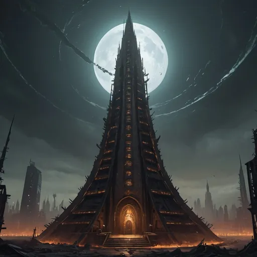 Prompt: Grimdark governor's spire on a dystopian hive world