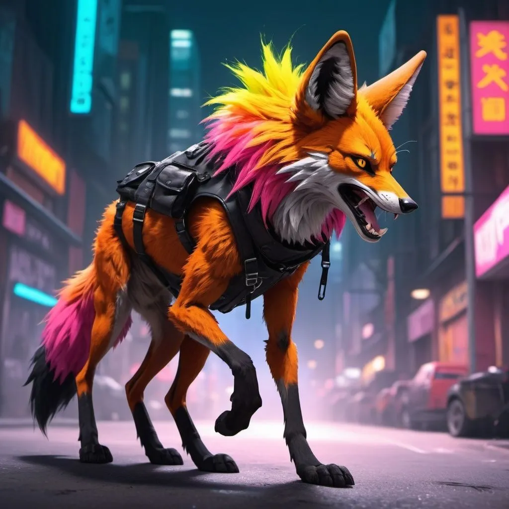 Prompt: anime furry maned wolf punk