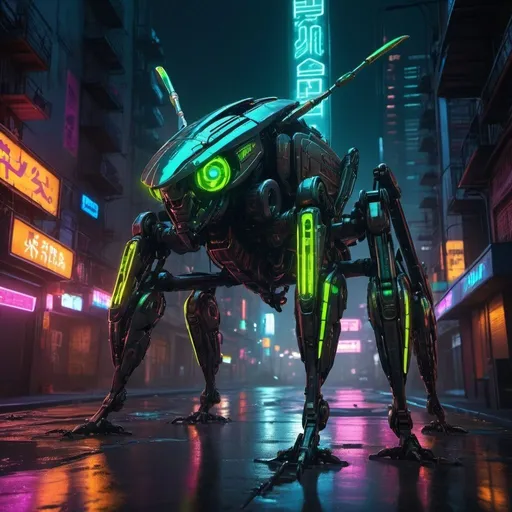 Prompt: cyberpunk mecha grasshopper 