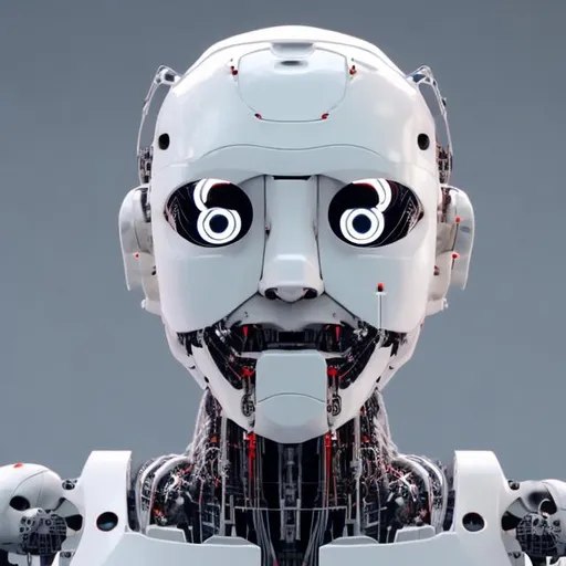 Prompt: A face of robot no eyes. Its shape is simple. It is made of plastic. Its color is white, red, and yellow. The place of the brain is empty and transparent. The picture is sideways with a single-color background
Cgi vfx
