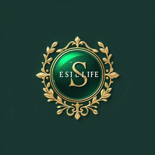 Prompt: A brand logo that say Essilfie and has a gold and emerald colour scheme 

