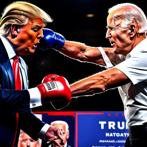 Prompt: Donald Trump punching Joe Biden 