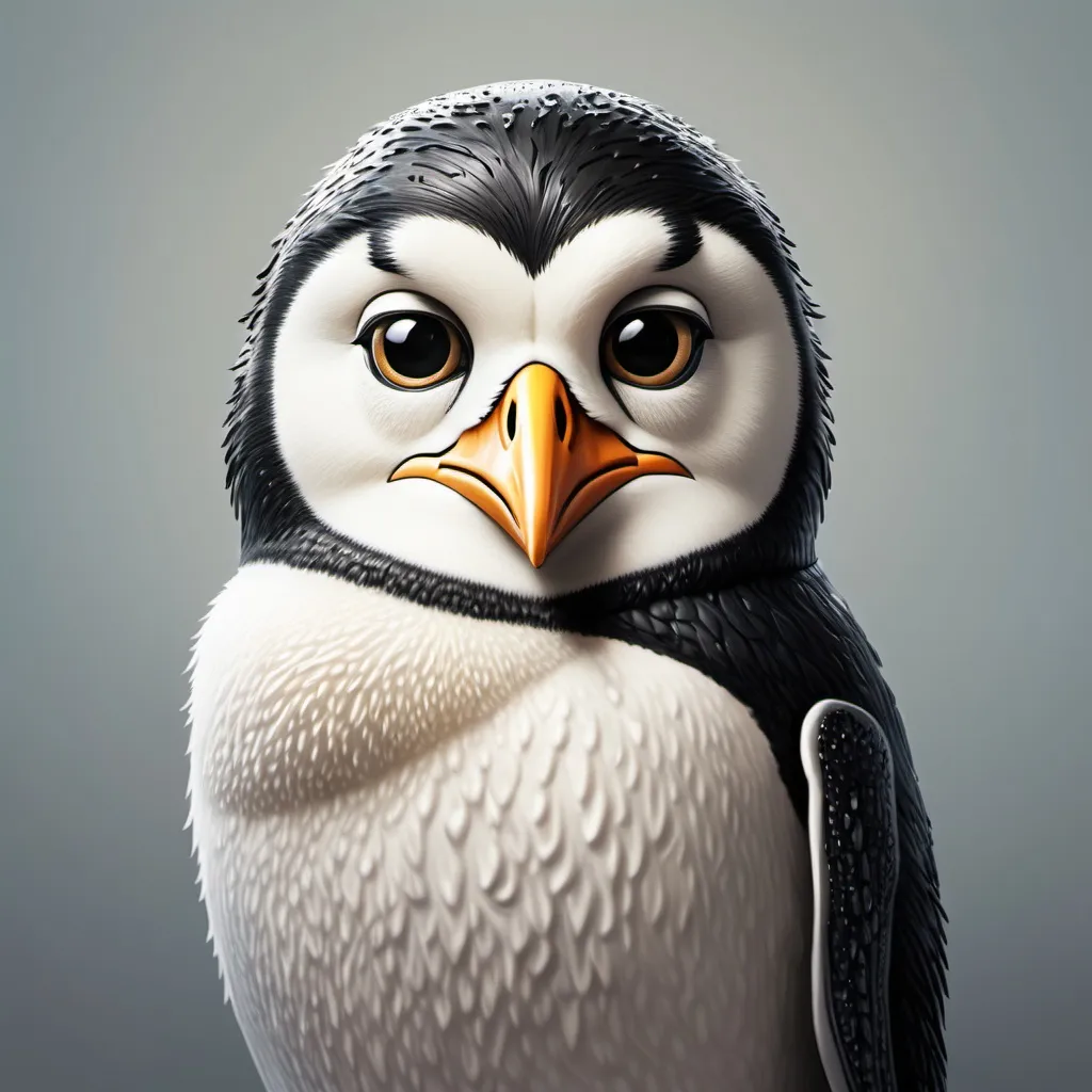 Prompt: A realistic half owl half penguin