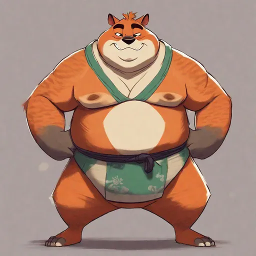 Prompt: Nick Wilde (from Zootopia) as a sumo wrestler, full body