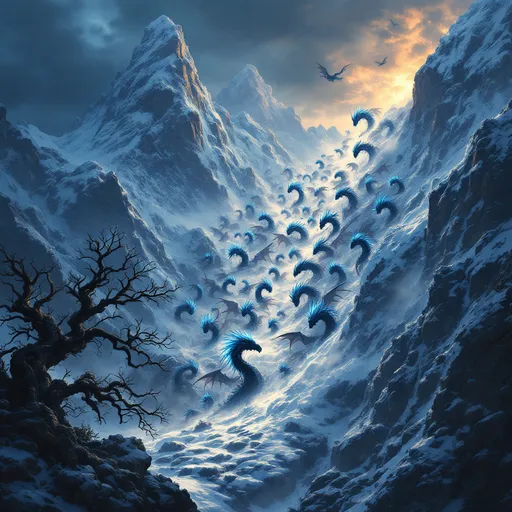 Prompt: An avalanche of Mohawks dragons