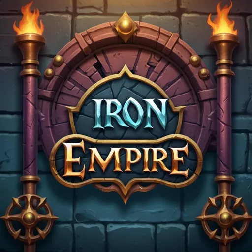 Prompt: (accurately spelled text "Iron Empire"), , (vibrant colors), inspired by old school runescape, atmospheric background, featuring elements of  fantasy, high detail art, engaging design for a clan wallpaper, whimsical and nostalgic vibe, intricate textures, (high resolution) for crisp visuals, immersive and captivating colors blending seamlessly for an eye-catching result.