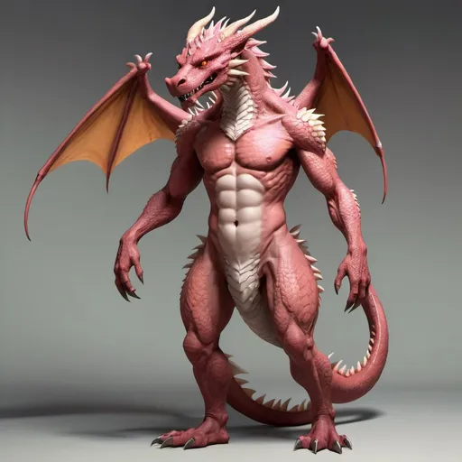 Prompt: a furry dragon humanoid with nothing on his body, male organs