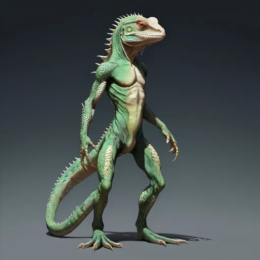 Prompt: A male lizard humanoid, full body