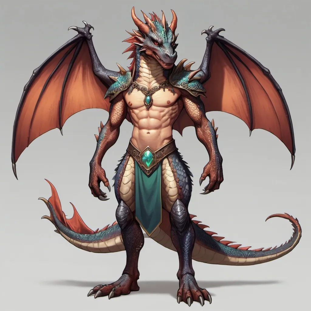 Prompt: a furry dragon humanoid, male