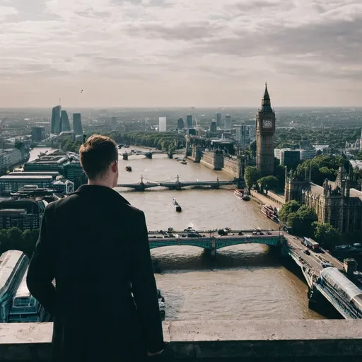 Prompt: man in london with a view
